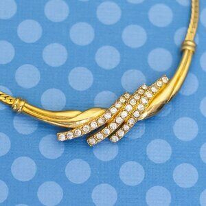 18 inch, Vintage Rhinestone Abstract Waves Necklace by Avon - M27